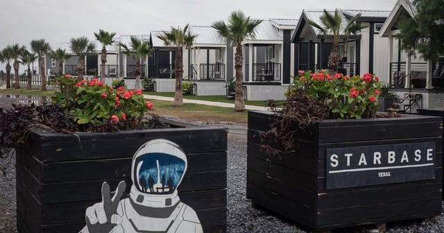 A row of homes located on SpaceX owned property near Starbase on Wednesday, Dec. 4, 2024, in Brownsville, Texas.