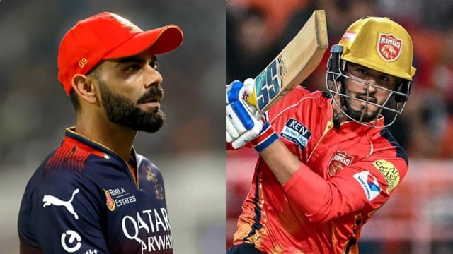 Nehal Wadhera (R) met Virat Kohli after the match
