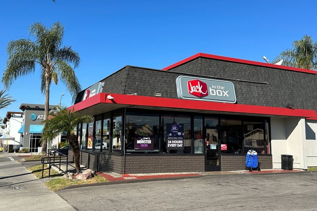 A Jack in the Box drive thru fast food restaurant, Tuesday, Nov. 16, 2022, in Los Angeles.
