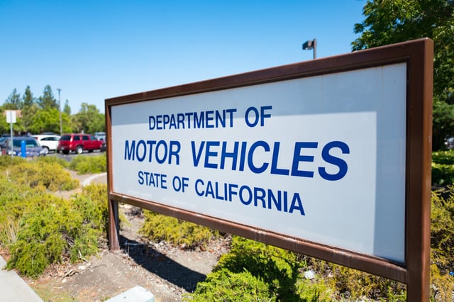 Sign at the California Department of Motor Vehicles (DMV) office in Plesanton, California, August 28, 2018.