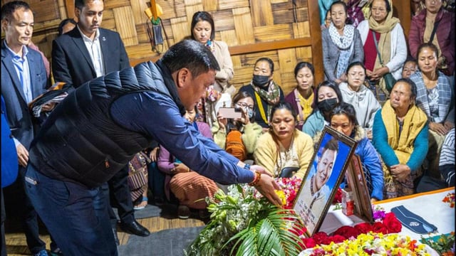 Arunachal Pradesh chief minister Pema Khandu pays tribute to Tage Hailyang, the Indian Air Force (IAF) corporal from the village who was among the 26 tourists killed in the terrorist attack in Pahalgam