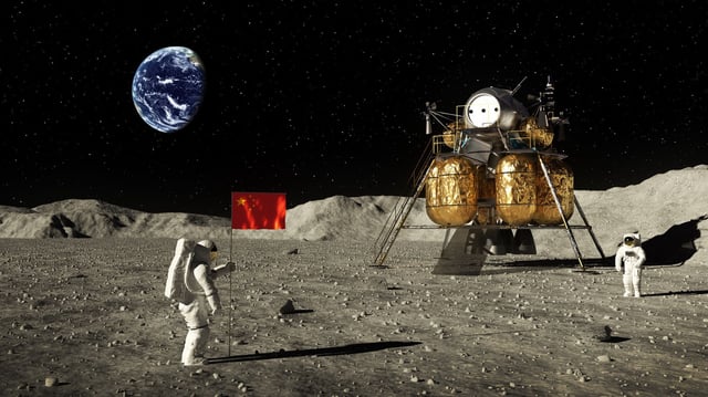 Representational image of Chinese astronauts on Moon.
