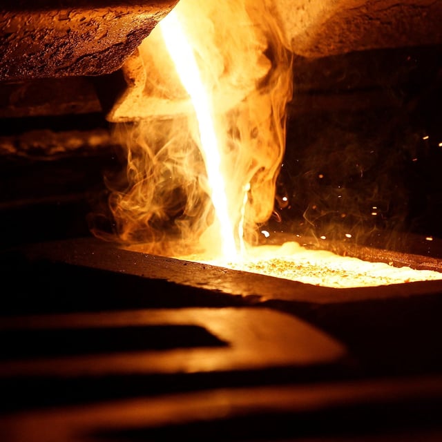 Liquid gold is poured to form gold dore bars at Newmont Mining's Carlin gold mine operation near Elko, Nevada May 21, 2014.