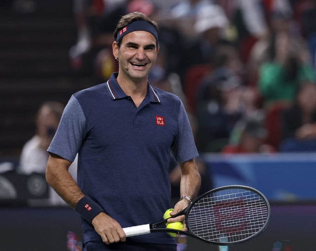 Tennis - Shanghai Masters - Qizhong Forest Sports City Arena, Shanghai, China - October 11, 2024 Former tennis player Roger Federer during exhibition match REUTERS/Tingshu Wang