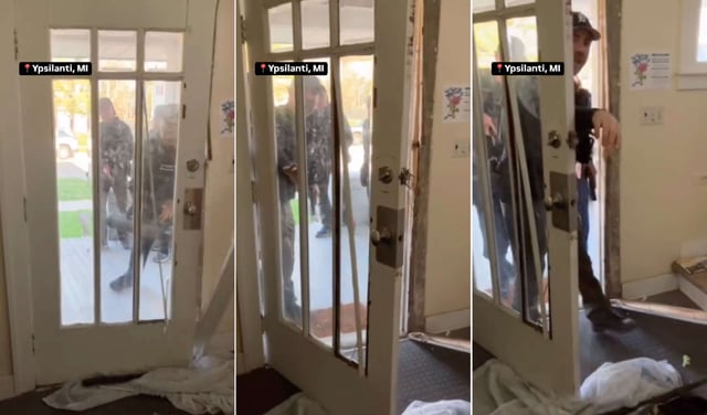 Police and FBI agents raid a resident of University of Michigan pro-Palestine protesters in a video posted on April 23, 2025.