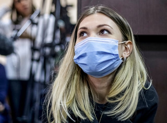 Ukrainian journalist Viktoria Roshchyna attends a court hearing in Kyiv, Ukraine October 12, 2021. REUTERS/Stanislav Yurchenko/File Photo