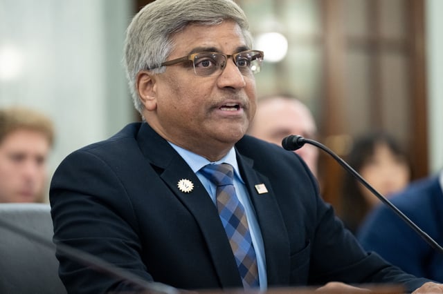 National Science Foundation Director Sethuraman Panchanathan testifies during a Senate Commerce, Science, and Transportation hearing in Washington, D.C., on Oct. 4, 2023. (Photo by SAUL LOEB/AFP via Getty Images)