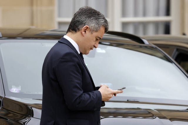 Gérald Darmanin dans la cour de l'Elysée, à Paris, en mars 2025.