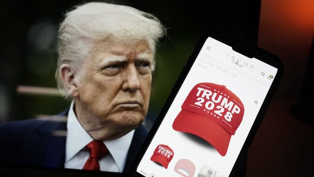 The original description on the Trump store’s website asked customers to “rewrite the rules with the Trump 2028 high crown hat”.