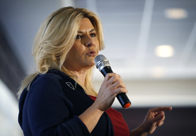 FILE - Michele Fiore participates in a debate in Henderson, Nev., April 26, 2016. (AP Photo/John Locher, File)