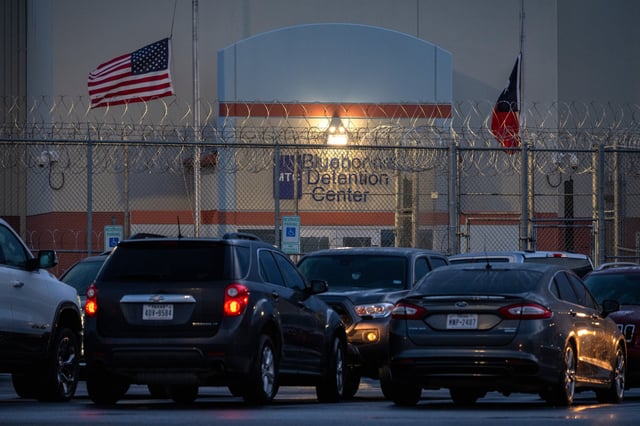The Bluebonnet Detention Center is shown on Thursday, April 24, 2025, in Anson, Texas (AP Photo/Eli Hartman)