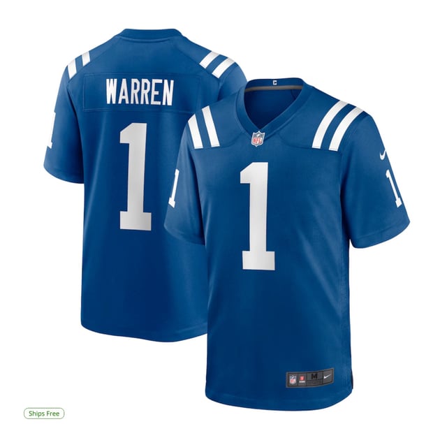 Tyler Warren Indianapolis Colts Nike 2025 NFL Draft First Round Pick Game Jersey