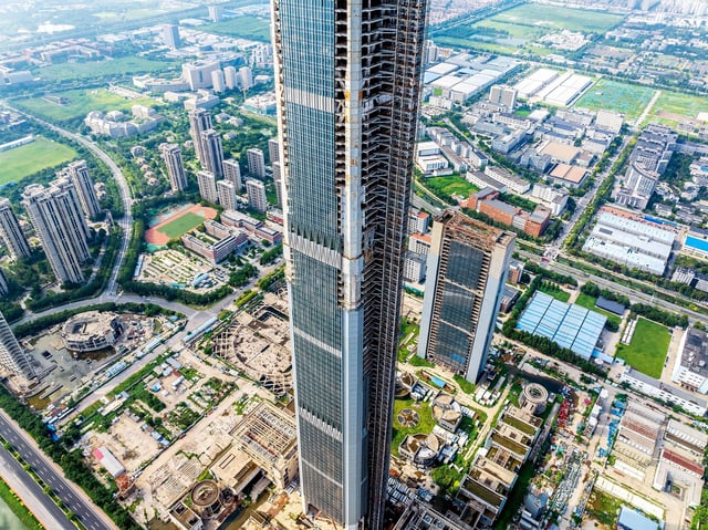 The tower broke ground in 2008 and topped out in 2015, but has stood unfinished for almost a decade.
