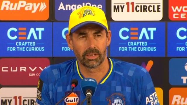 Stephen Fleming during a press conference in IPL 2025