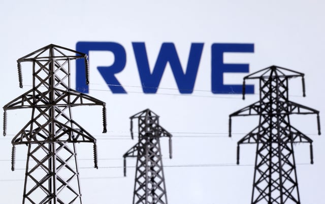 Electric power transmission pylon miniatures and RWE logo are seen in this illustration taken, December 9, 2022. REUTERS/Dado Ruvic/Illustration/File Photo