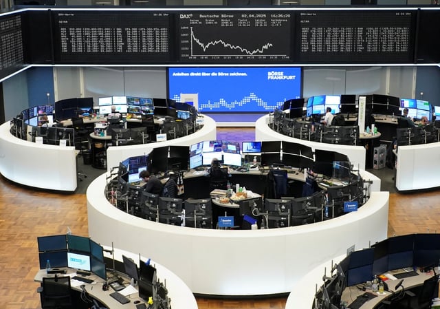 The German share price index DAX graph is pictured at the stock exchange in Frankfurt, Germany, April 2, 2025.   REUTERS/Staff