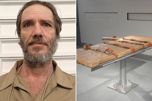 James Osgood (left) and a file photo of an execution table (right).