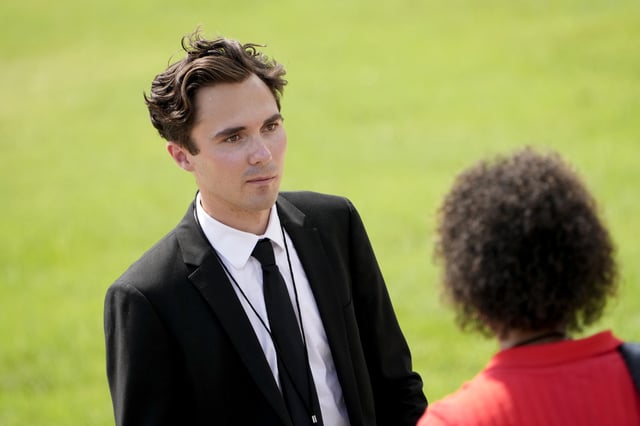 David Hogg talks to people after speaking at the 60th Anniversary of the March on Washington at the Lincoln Memorial in Washington, Saturday, Aug. 26, 2023.