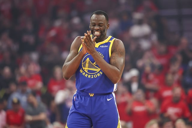 Apr 23, 2025; Houston, Texas, USA; Golden State Warriors forward Draymond Green (23) prepares for the start of game two of the first round for the 2024 NBA Playoffs against the Houston Rockets at Toyota Center. Mandatory Credit: Troy Taormina-Imagn Images/File Photo