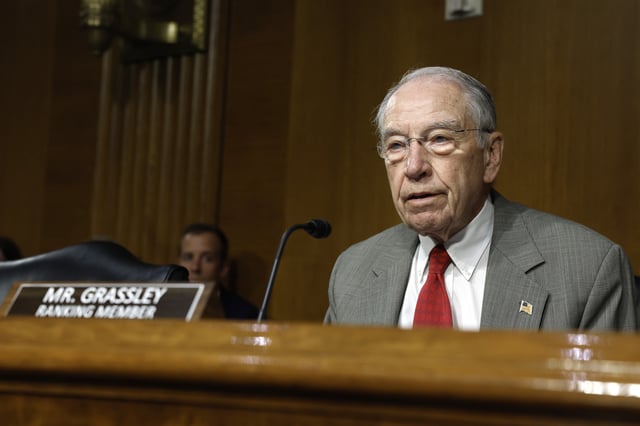 Senator Chuck Grassley, an Iowa Republican, speaks at a Senate Judiciary Committee hearing on July 12, 2022.