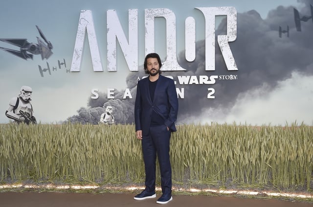 Diego Luna poses for photographers upon arrival at a special screening for the second season of Andor, a Star Wars story, on Thursday, April 10, 2025, in London.