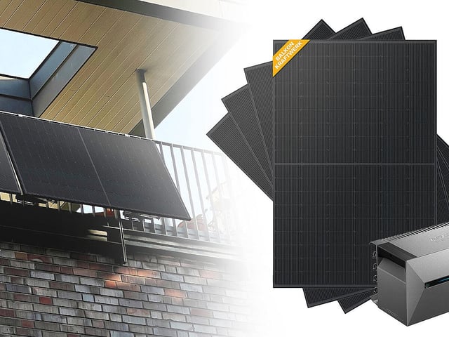 Das Quattro-Speicherset punktet mit vier bifazialen Solarmodulen a 500 Watt und einem leistungsstarken Basisspeicher.