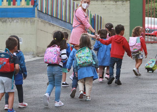 Alumnado de infantil en un colegio de Ourense.