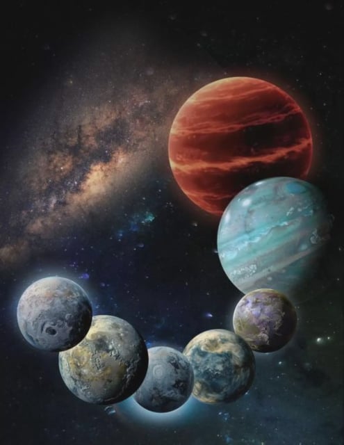 This artist's concept illustrates the results of a new study that measured the masses of many planets relative to the stars that host them, leading to new information about populations of planets in the direction of the bulge of the Milky Way. This study, published in the journal Science, shows that super-Earths are common and places them in context with gas giant planets. Credit: Westlake University