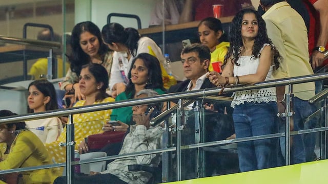 Actor Ajith Kumar turns up at Chepauk to watch CSK Vs SRH match with family(photo/ians)