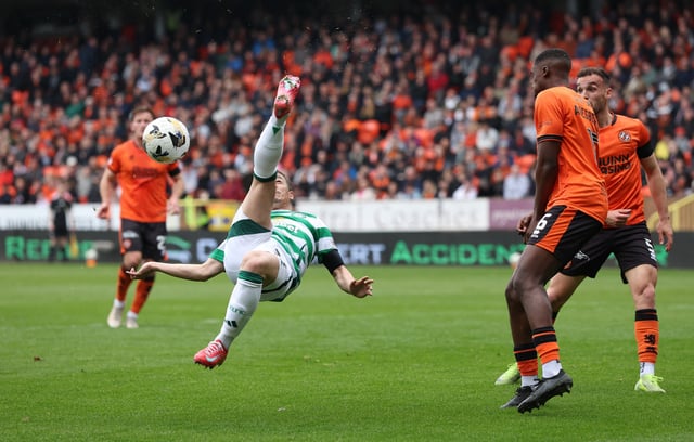 Soccer Football - Scottish Premiership - Dundee United v Celtic - Tannadice Park, Dundee, Scotland, Britain - April 26, 2025 Celtic's Daizen Maeda in action REUTERS/Russell Cheyne