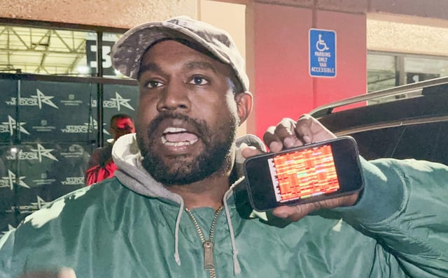 Kanye West aka Ye is seen on October 28, 2022 in Los Angeles, California.