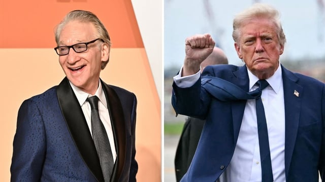 Bill Maher accuses Donald Trump of 'flirting with authoritarianism' weeks after friendly White House dinner with prez (Photo by Evan Agostini/Invision/AP, photo by Mandel NGAN / AFP)