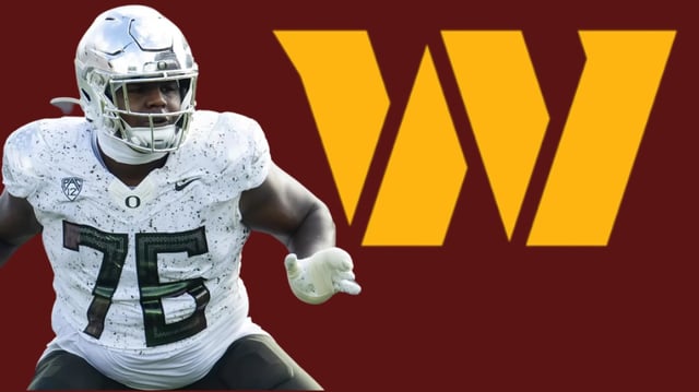 Oregon OT Josh Conerly Jr. at 29 for Commanders.