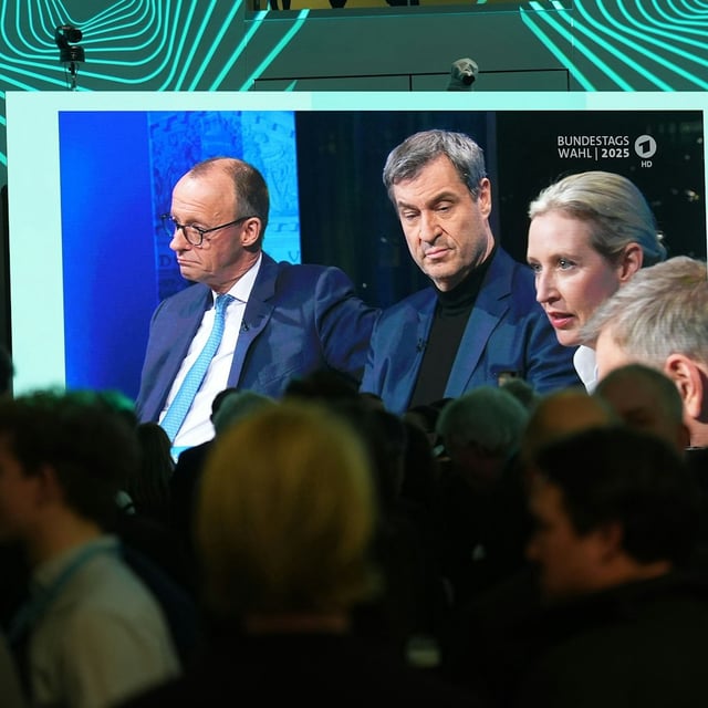 Fernsehduell zwischen AfD und Union vor der Bundestagswahl.