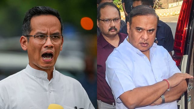 Congress MP Gaurav Gogoi (L) and Assam CM Himanta Biswa Sarma (R).