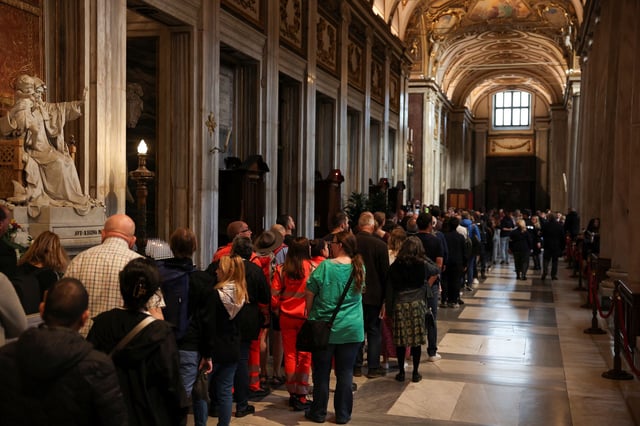 Hundreds of people waited in line to pay their respects to the late Pope Francis.
