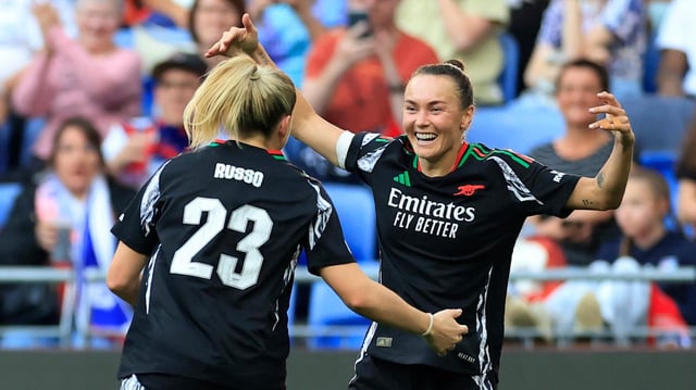 Fußballerinnen des Arsenal WFC bejubeln den Einzug ins Finale der Champions League