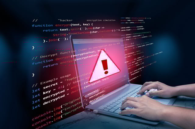 caution sign data unlocking hackers. Malicious software, virus and cybercrime, System warning hacked alert, cyberattack on online network, data breach, risk of website. compromised information concept.