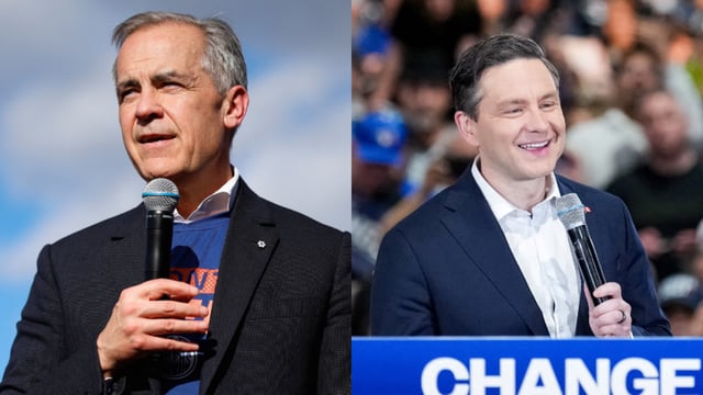 Liberal Prime Minister Mark Carney (left) and Conservative leader Pierre Poilievre. (right)