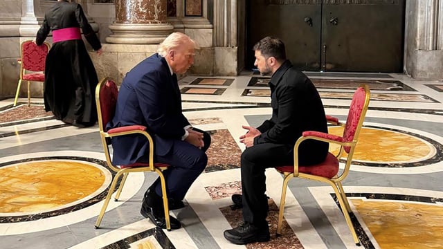 Trump and Zelensky met at the Vatican earlier when the duo were in Rome for the funeral of Pope Francis. 