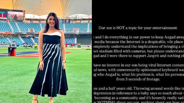 Sanjana Ganesan wrote a long note on Instagram stories. 