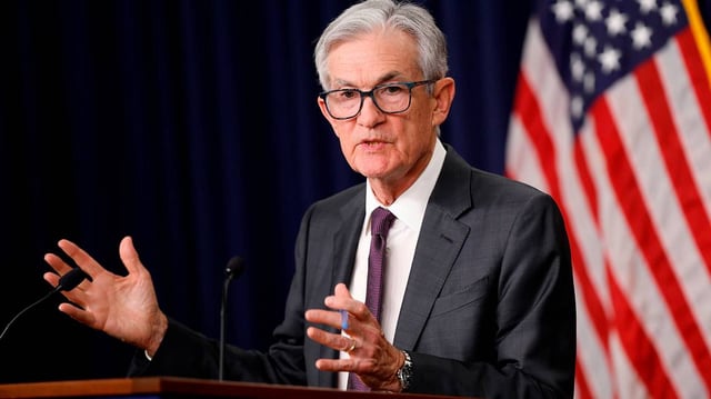 Federal Reserve Chairman Jerome Powell delivers remarks at a news conference following a Federal Open Market Committee meeting at the Federal Reserve on Wednesday, March 19, 2025, in Washington, D.C. (Kevin Dietsch/Getty Images/TNS)