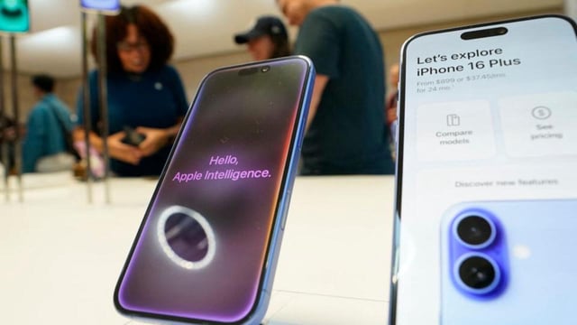 Apple iPhone 16 models on display during the launch of the series on September 20, 2024. (AFP Photo)