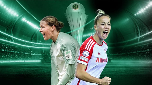 v.l. Larissa Mühlhaus (Werder Bremen) und Giulia Gwinn (Bayern München) 