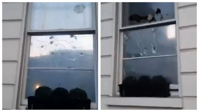 Officers were called early Sunday morning after reports that a man was smashing windows at the diplomatic mission.