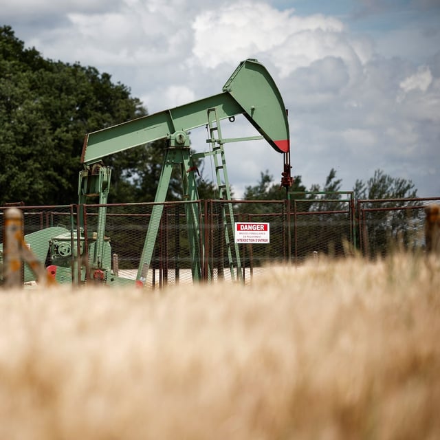 FILE PHOTO: A pumpjack operates at the Vermilion Energy site in Trigueres, France, June 14, 2024. REUTERS/Benoit Tessier/File Photo
