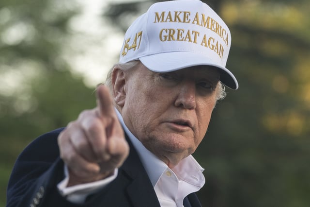 President Donald Trump arrives on Marine One at the White House, Sunday, April 27, 2025, in Washington. (AP Photo/Manuel Balce Ceneta)