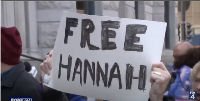 Protesters protest against the arrest of Milwaukee County Judge Hannah Dugan.