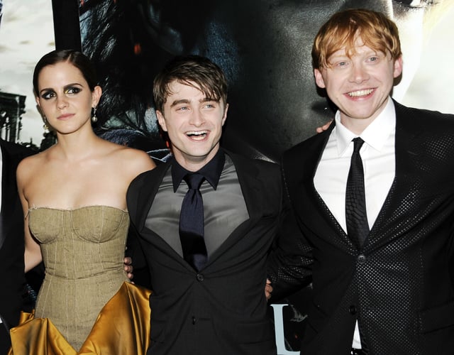 Die Harry-Potter-Stars Emma Watson, Daniel Radcliffe und Rupert Grint (v.l.) bei einer Premiere im Jahr 2011.