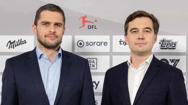 Marc Lenz und Steffen Merkel die DFL-Geschäftsführer bei der Mitgliederversammlung